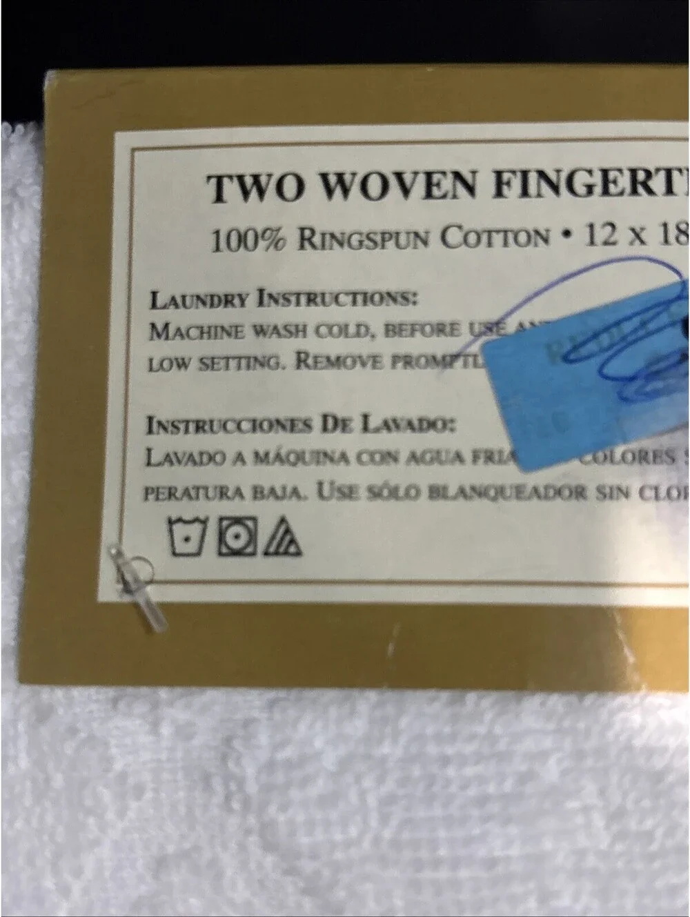 NEW Vntg Sears Fingertip Woven Small Hand Towels (set 2) 12x18” Versailles White